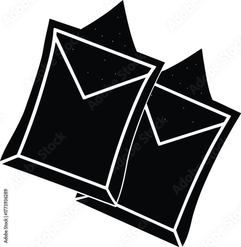 Sugar packet silhouette vector icon overlapping white background.