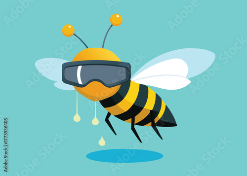 Bee wearing goggles illustration
