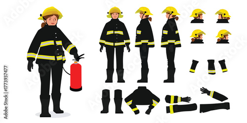 Female Firefighter Character Design with Safety Equipment