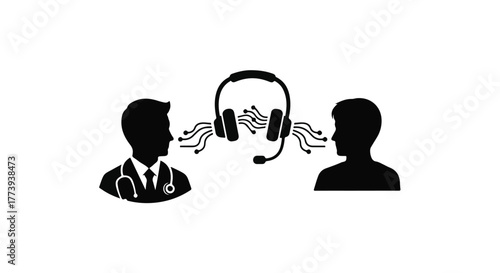 Doctor and patient communicating through headset, symbolizing telehealth and remote consultation
