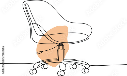 Minimalist chair with peach accent office chair line art