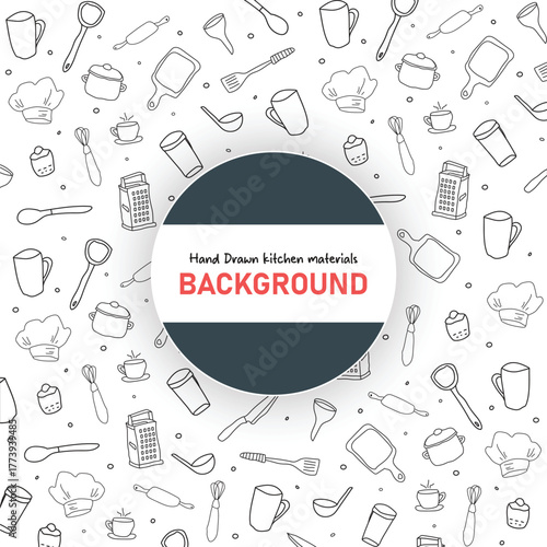 Hand drawn kitchen materials set background design