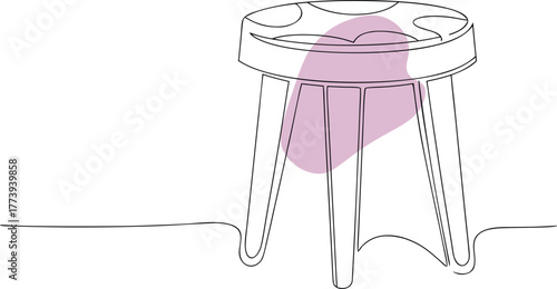 Minimalist stool with abstract shape purple