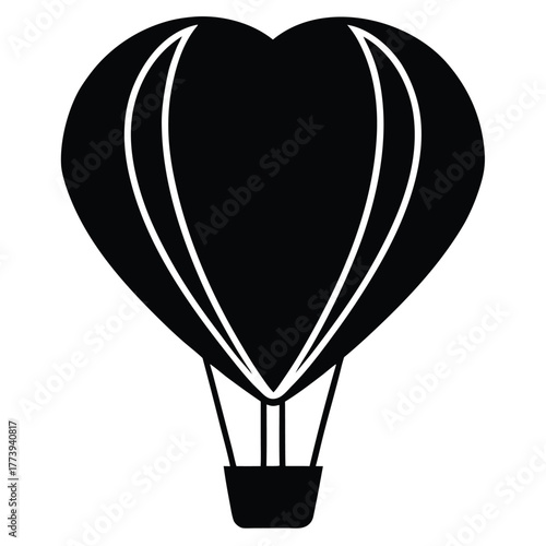 love air balloon silhouette Valentine’s Day vector icon