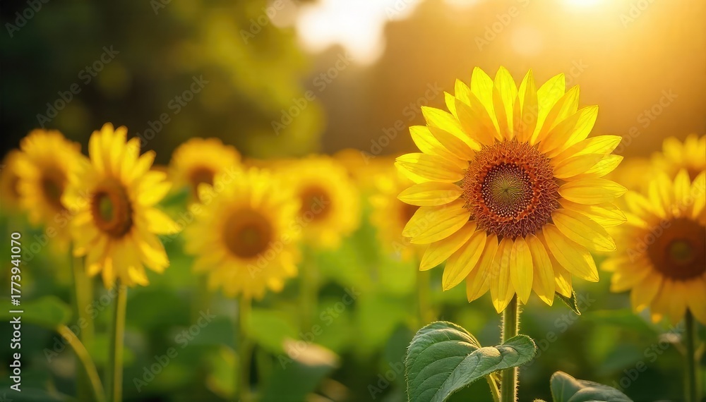 Obraz premium Sunflowers Basking in Golden Sunlight A Breathtaking Summer Garden Display
