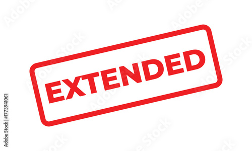 Red rectangular stamp with the word "EXTENDED" in bold uppercase letters on a white background, representing deadline extension, renewal, continuation, update, or time adjustment concept notice use