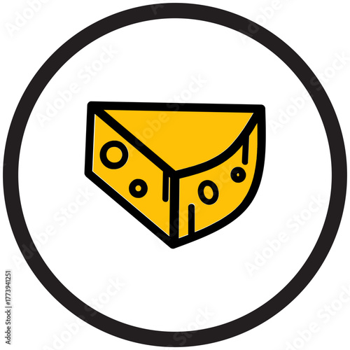 Simple Cheese Wedge Icon Illustration