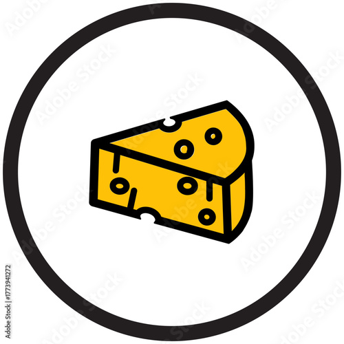 Simple Cheese Wedge Icon Illustration