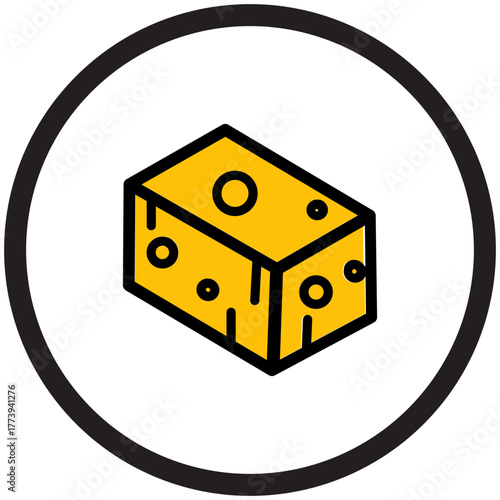 Simple Cheese Wedge Icon Illustration