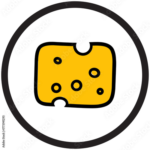 Simple Cheese Wedge Icon Illustration