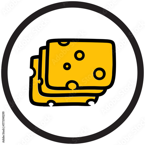 Simple Cheese Wedge Icon Illustration