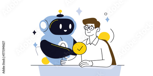 AI Robot and Human Handshake - Collaboration and Agreement Concept