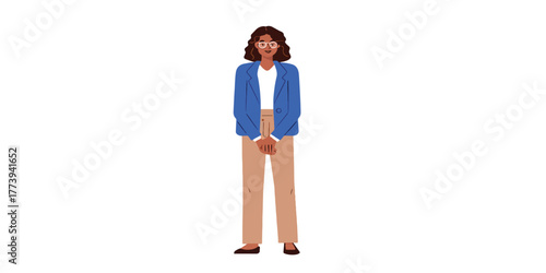 Vector illustration of a young black woman standing in office attire