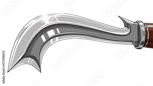 Guan dao weapon with shiny blade and curved design  