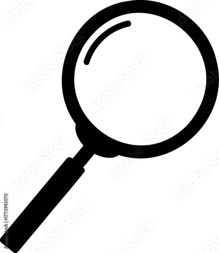 Black silhouette of magnifying glass. Vector illustration