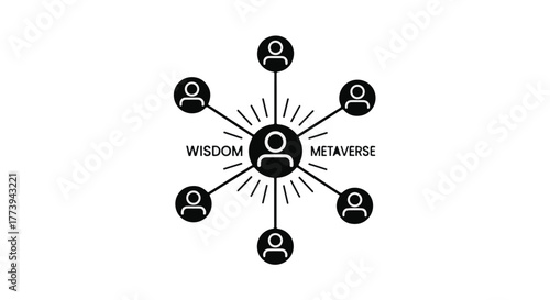 Connected individuals share wisdom and experience in a digital metaverse network.