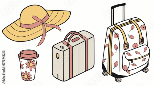 Dog with suitcase travel vector illustration cartoon icon design