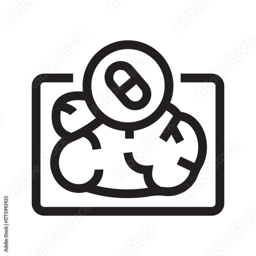 antibiotics free black line icon for digital and print projects.