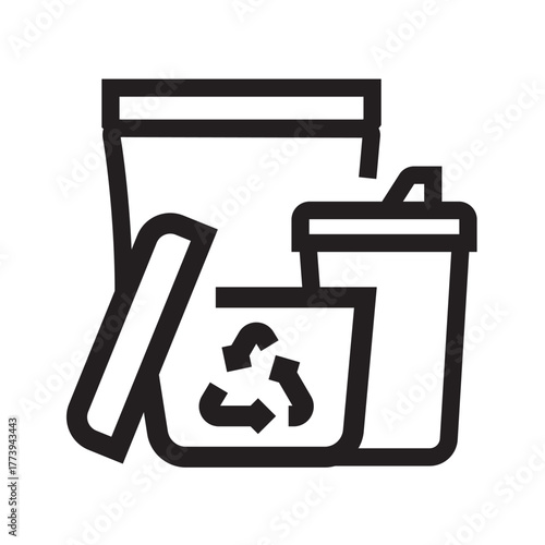 eco friendly packaging black line icon for digital and print projects.