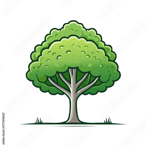 Stylized Green Tree with Lush Canopy and Visible Branches