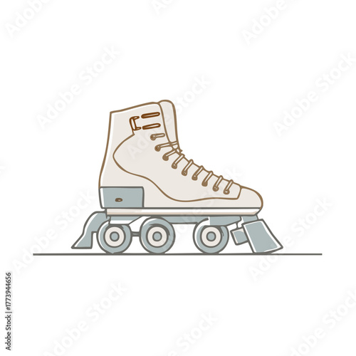 Classic roller skate illustration with four wheels and laces