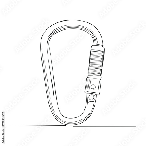 Illustrated Outline of a Climbing Carabiner with Screw Gate