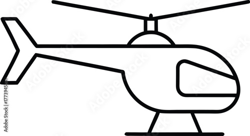 Helicopter Outline Vector Illustration Isolated on White Background