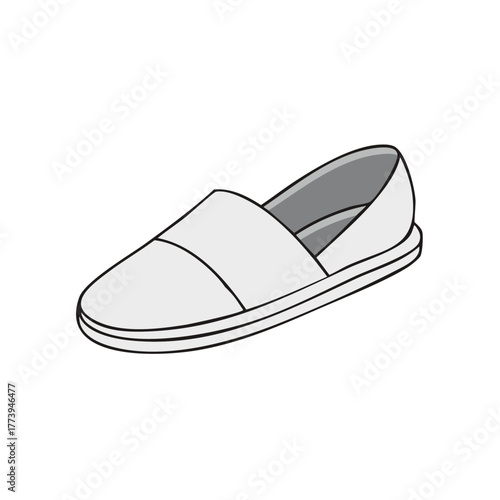 Simple white slip on espadrille shoe vector illustration casual footwear design