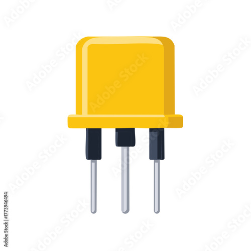 Isolated Yellow Transistor Electronic Component Illustration