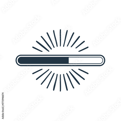 Simple progress bar with radiating lines for loading or buffering indicator