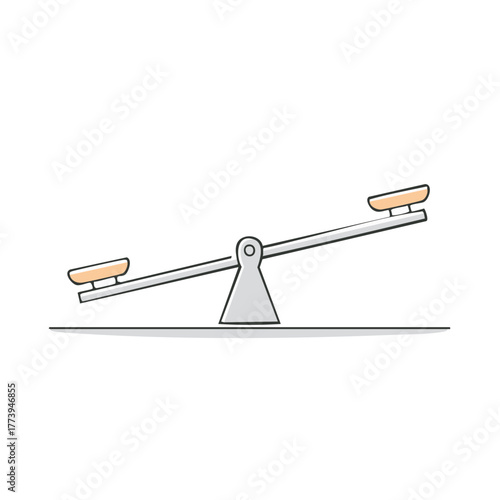Simple Seesaw Balance Scale Illustration with Uneven Platforms