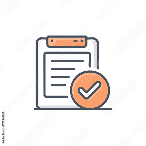 Simple Checklist Icon with a Checkmark Symbol Representing Completion and Approval