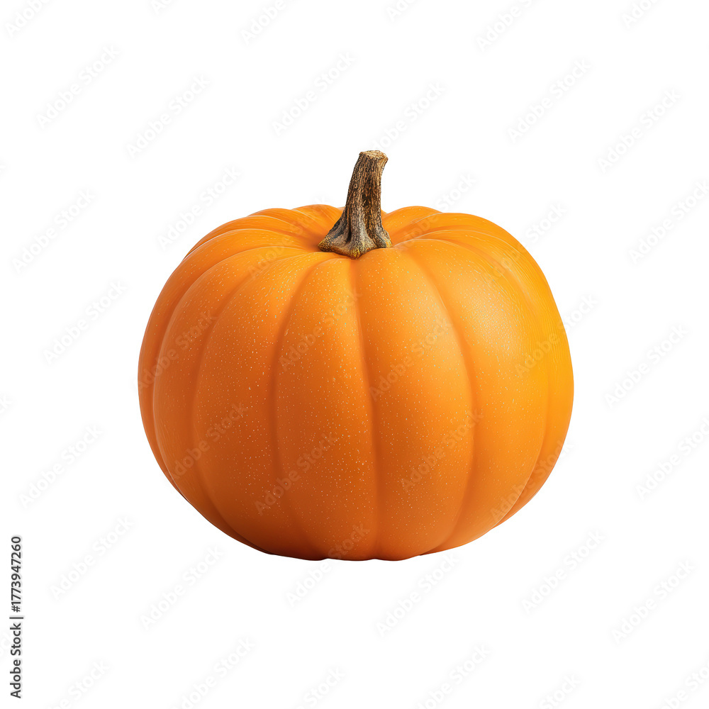 Obraz premium A plump, bright orange pumpkin with a textured surface, isolated on a clean transparent background