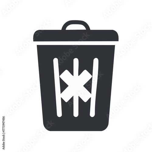 Hazardous medical waste bin icon for hospital disposal and clinical refuse