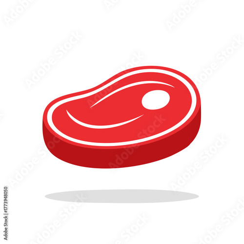 Red Beef Steak Icon Simple Isometric Illustration Food Graphic