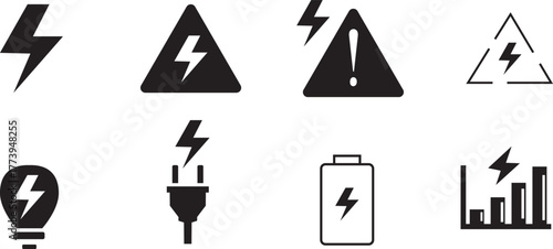 Energy set icons. electricity icon set vector design. battery, plug, electrical safety, bulb, power etc design
