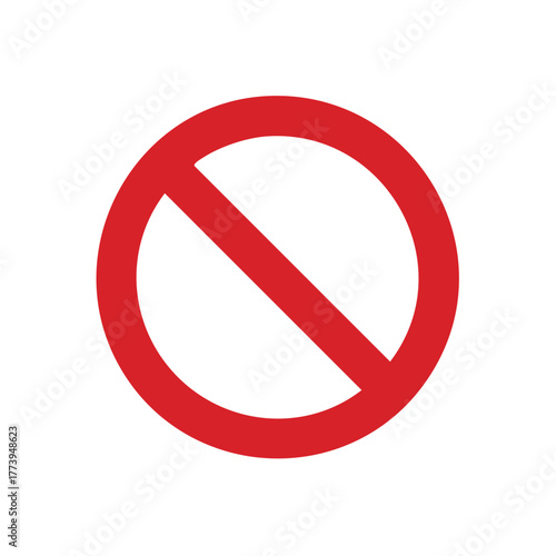 Red Prohibition Sign Circle with Diagonal Line Overlay