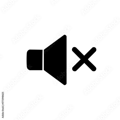 Mute Sound Icon Depicting Silence, Noise Cancellation and Volume Reduction for UI Design and Web Applications