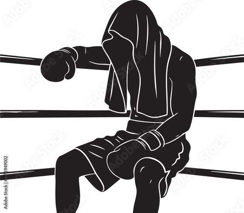 Boxer Corner Ropes Silhouettes Relaxed Powerful Shape Towel Head Break