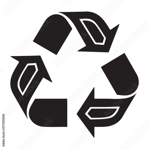 Black recycling symbol, an international symbol used on recyclable materials