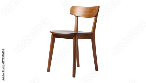 Wooden chair isolated on black background, showcasing its curved back and simple design
