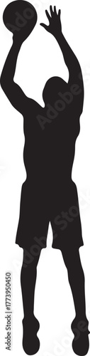 Silhouette of basketball player shooting the ball with competitive spirit
