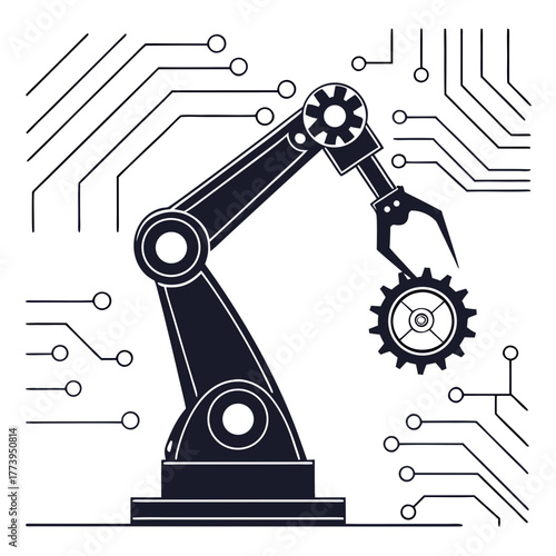 Robotic arm and gear integrated with circuit board lines automation technology