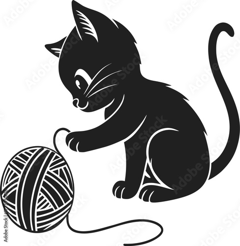 black cat with ball