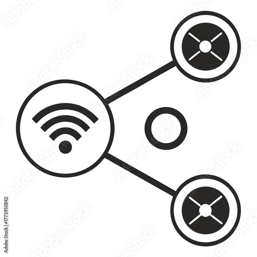 Wi- Fi Network Connection Icon with Two Connected Devices wifi wireless