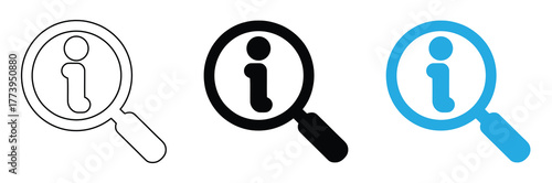 Find information with these simple search icons,Information icon symbol. Information sign. Info Sign Icon. Info icon Simple outline vector logo.  Info Point Icon Black. Help Logo,editable stroke