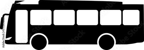 Sleek black bus icon for transportation designs, ideal for travel apps and website elements, delivering a modern and efficient look with vector precision