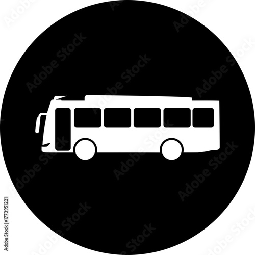 Modern white bus icon symbolizing public transportation, travel, and urban mobility for transport, tours, and commuting in cityscapes
