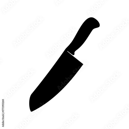 Silhouette of a chef's knife with a curved blade and comfortable handle