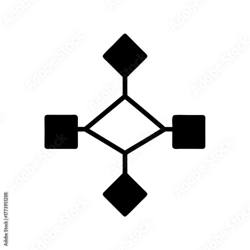 Symbolic representation of connectivity with four outer nodes and central diamond shape